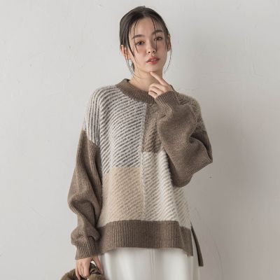 シャギージャカード切替えニット≪手洗い可能≫ | Droite lautreamont