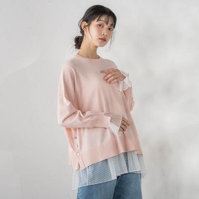 ＜Droite lautreamont (Women)＞サイドボタンニット≪手洗い可能≫