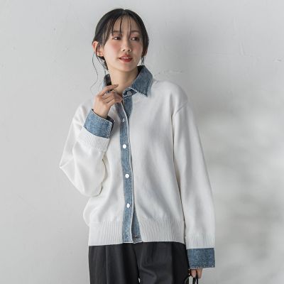 デニムドッキングニットカーディガン≪手洗い可能≫ | Droite