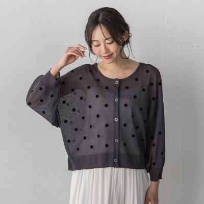 ＜Droite lautreamont (Women)＞フロッキードットシアーニットカーディガン
