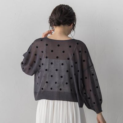 フロッキードットシアーニットカーディガン | Droite lautreamont