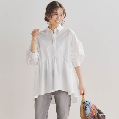 ＜Droite lautreamont (Women)＞ペプラムシャツブラウス≪洗濯機で洗える≫