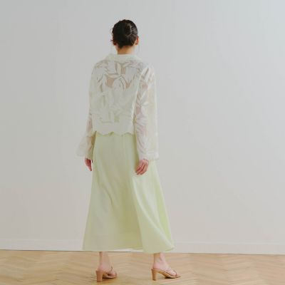 【カタログ掲載】リーフ刺繍メッシュブラウス≪洗濯機で洗える≫