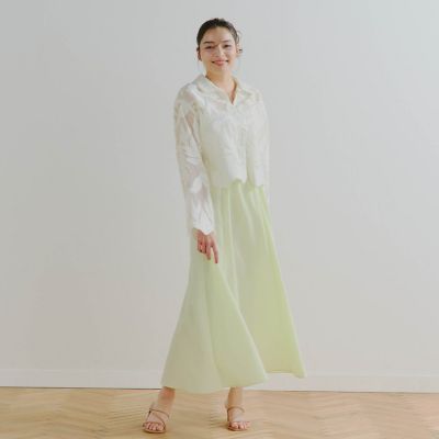 【カタログ掲載】リーフ刺繍メッシュブラウス≪洗濯機で洗える≫