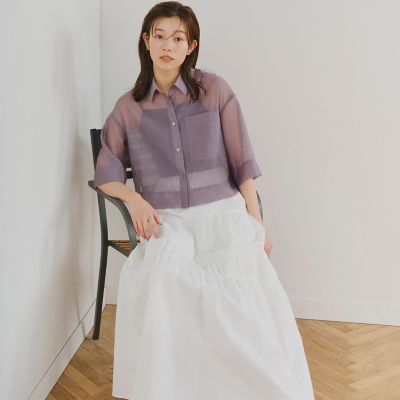 ロンドオーガンザクロップドシャツ≪洗濯機で洗える≫