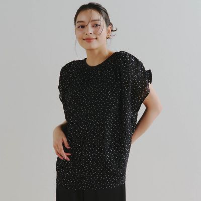 ストレッチシアーサッカードットブラウス≪手洗い可能≫
