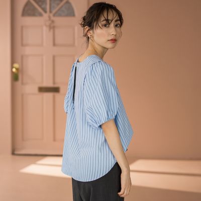 タイプライターパフスリーブブラウス≪洗濯機で洗える≫