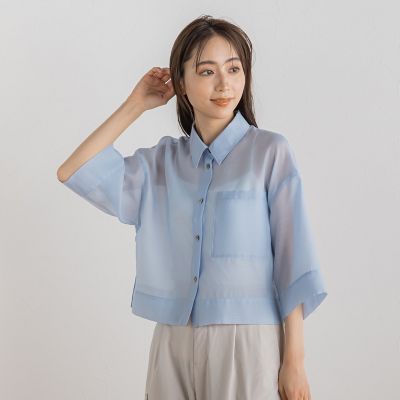 さらさらシアークロップドシャツ≪洗濯機で洗える≫