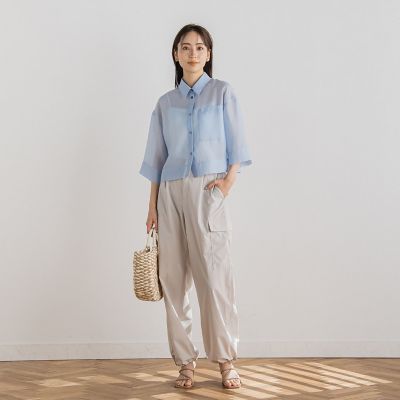 さらさらシアークロップドシャツ≪洗濯機で洗える≫