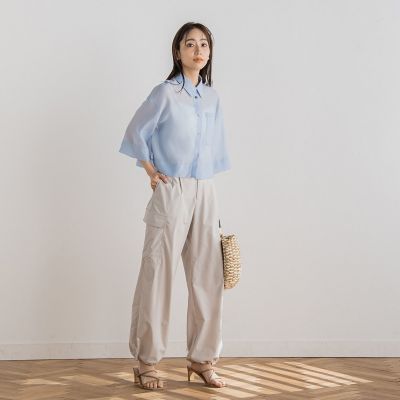さらさらシアークロップドシャツ≪洗濯機で洗える≫