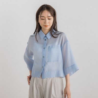 さらさらシアークロップドシャツ≪洗濯機で洗える≫