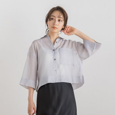 さらさらシアークロップドシャツ≪洗濯機で洗える≫