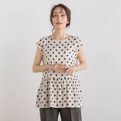 ＜Droite lautreamont (Women)＞【ＷＥＢ限定】ドットペプラムブラウス≪手洗い可能≫