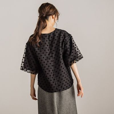フロッキードットブラウス≪手洗い可能≫