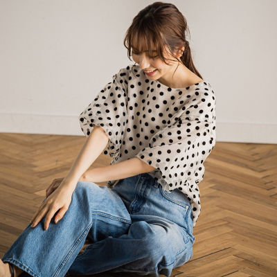 フロッキードットブラウス≪手洗い可能≫ フロッキードットブラウス≪手洗い可能≫ | Droite lautreamont
