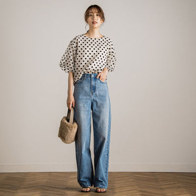 フロッキードットブラウス≪手洗い可能≫ フロッキードットブラウス≪手洗い可能≫ | Droite lautreamont