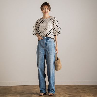 フロッキードットブラウス≪手洗い可能≫