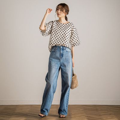 フロッキードットブラウス≪手洗い可能≫