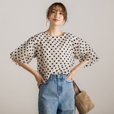 フロッキードットブラウス≪手洗い可能≫