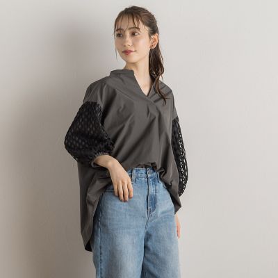 袖レーススキッパーブラウス≪手洗い可能≫