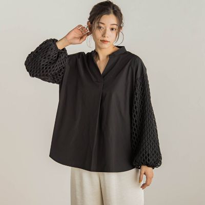 Droite lautreamont (Women)/ドロワットロートレアモン 長袖レーススキッパーブラウス 04ブラック トップス【三越伊勢丹/公式】