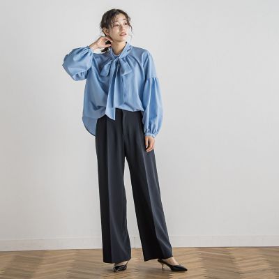 ライトタンブラーボウタイブラウス≪洗濯機で洗える≫