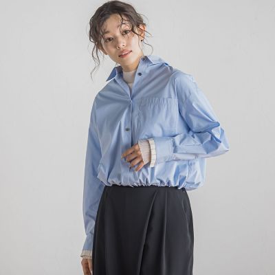 ドロストクロップドシャツ≪洗濯機で洗える≫ ドロストクロップドシャツ≪洗濯機で洗える≫ | Droite