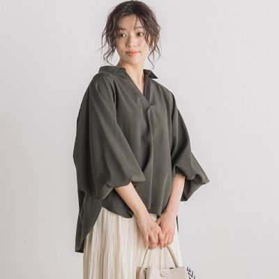 ＜Droite lautreamont (Women)＞【ＷＥＢ限定】袖ボリュームスキッパーブラウス≪洗濯機で洗える≫