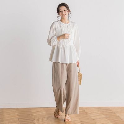 フィブリルサテンフリルブラウス≪手洗い可能≫ フィブリルサテンフリルブラウス≪手洗い可能≫ | Droite