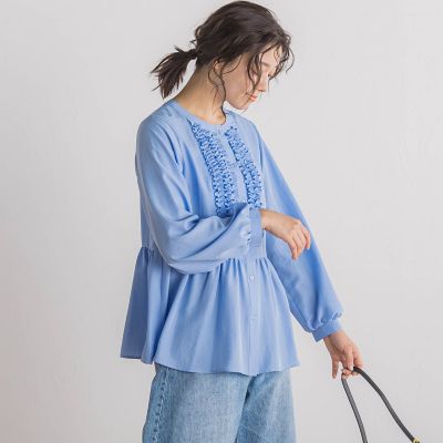 フィブリルサテンフリルブラウス≪手洗い可能≫ | Droite