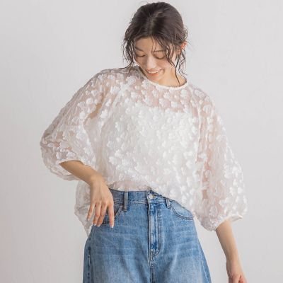 Flower Jacquardブラウス≪洗濯機で洗える