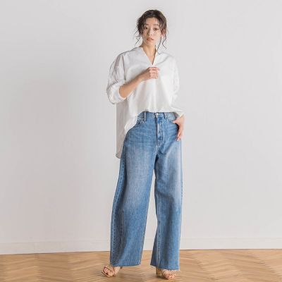 袖刺繍レーススキッパー７分袖ブラウス≪手洗い可能≫