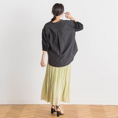 袖刺繍レーススキッパー７分袖ブラウス≪手洗い可能≫