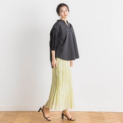 袖刺繍レーススキッパー７分袖ブラウス≪手洗い可能≫