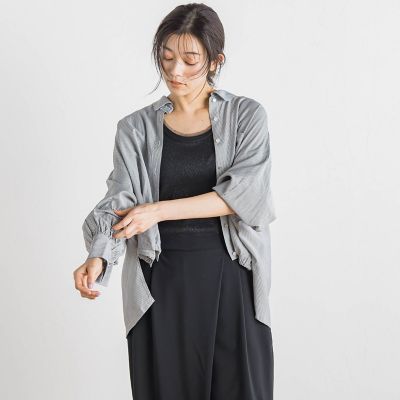 WEB限定】ストライプショートシャツ≪洗濯機で洗える