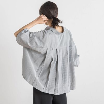 WEB限定】ストライプショートシャツ≪洗濯機で洗える