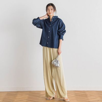 ダンガリーデニムシャツ≪洗濯機で洗える≫