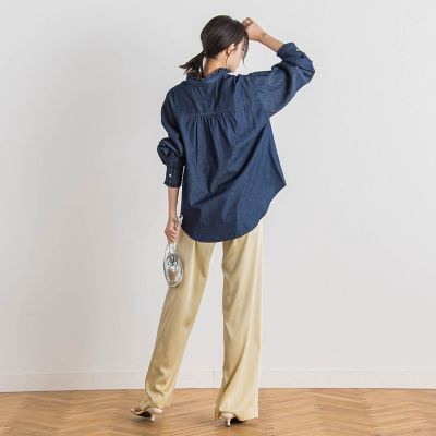 ダンガリーデニムシャツ≪洗濯機で洗える≫