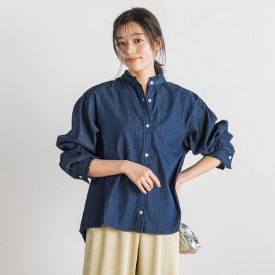 ダンガリーデニムシャツ≪洗濯機で洗える≫