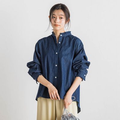 ダンガリーデニムシャツ≪洗濯機で洗える≫