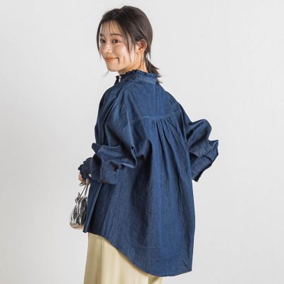 ダンガリーデニムシャツ≪洗濯機で洗える≫