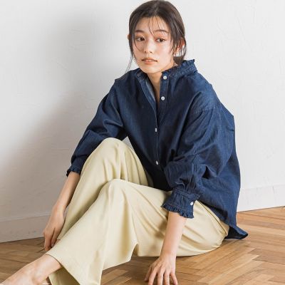 ダンガリーデニムシャツ≪洗濯機で洗える≫