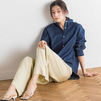 ダンガリーデニムシャツ≪洗濯機で洗える≫