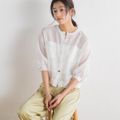 ＜Droite lautreamont (Women)＞変わり織メッシュカーディガン≪手洗い可能≫