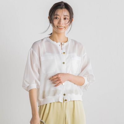 変わり織メッシュカーディガン≪手洗い可能≫
