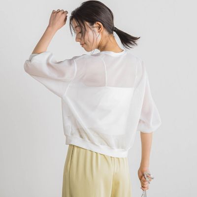 変わり織メッシュカーディガン≪手洗い可能≫