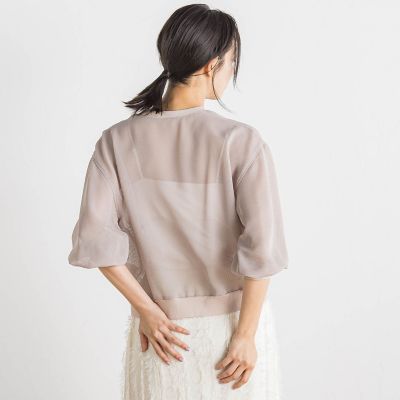 変わり織メッシュカーディガン≪手洗い可能≫