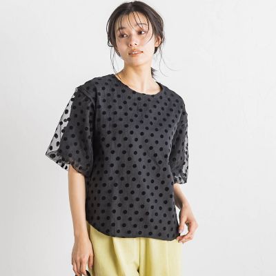 フロッキードットブラウス≪手洗い可能≫