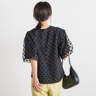 フロッキードットブラウス≪手洗い可能≫