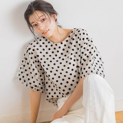 ＜Droite lautreamont (Women)＞フロッキードットブラウス≪手洗い可能≫